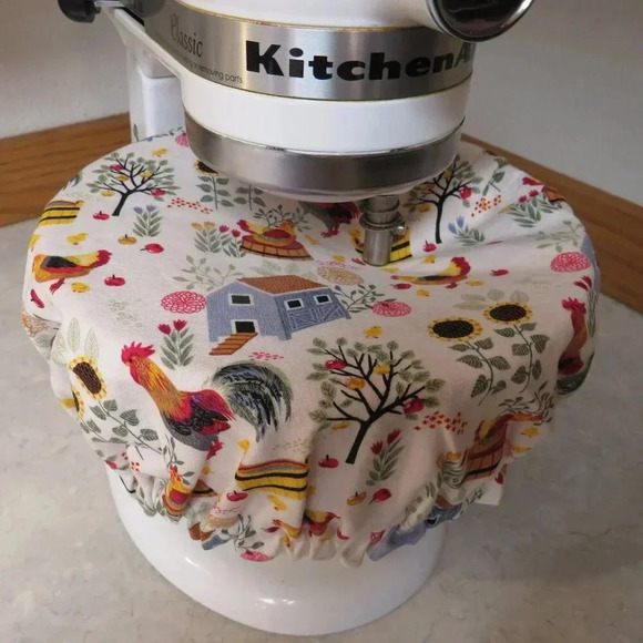 Kitchenaid Bowl Cover, Reversible Chickens and Sunflowers - Picture 5 of 6